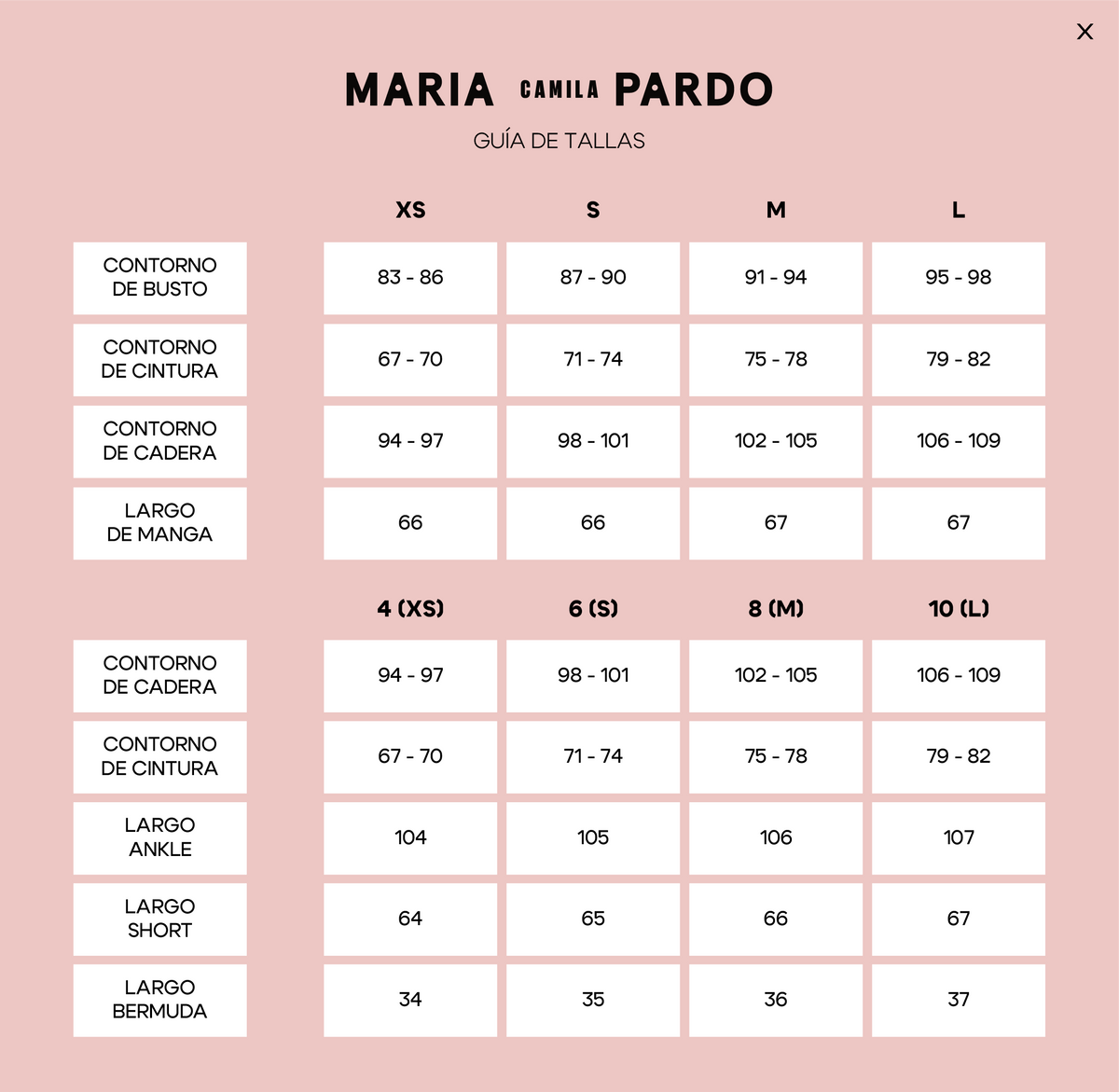 Guía de tallas